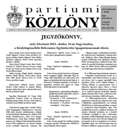 Partiumi Közlöny 2016/1
